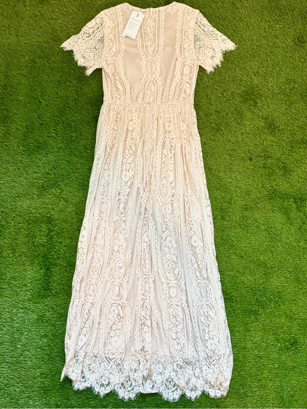 MEROKEETY Lace Maxi Dress NWT Size Medium Cream Boho - Picture 3 of 3